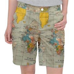 Vintage World Map Women s Pocket Shorts by Ket1n9