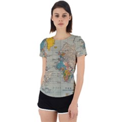 Vintage World Map Back Cut Out Sport T-shirt by Ket1n9