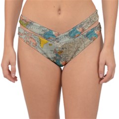 Vintage World Map Double Strap Halter Bikini Bottoms by Ket1n9