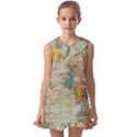 Vintage World Map Kids  Pilgrim Collar Ruffle Hem Dress View1