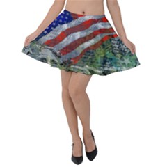 Usa United States Of America Images Independence Day Velvet Skater Skirt by Ket1n9