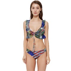 Usa United States Of America Images Independence Day Low Cut Ruffle Edge Bikini Set by Ket1n9