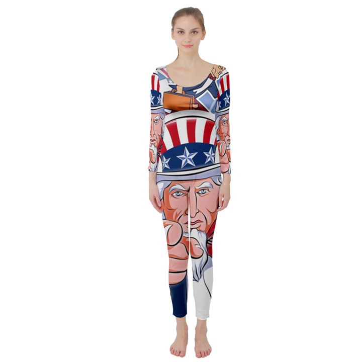 United States Of America Images Independence Day Long Sleeve Catsuit