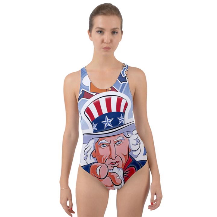 United States Of America Images Independence Day Cut-Out Back One Piece Swimsuit