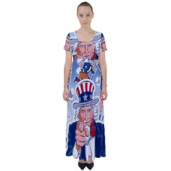 United States Of America Images Independence Day High Waist Short Sleeve Maxi Dress by Ket1n9