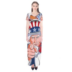 United States Of America Images Independence Day Short Sleeve Maxi Dress by Ket1n9