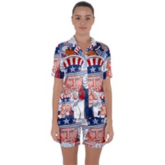 United States Of America Images Independence Day Satin Short Sleeve Pajamas Set by Ket1n9