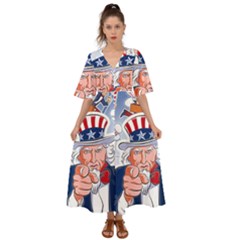 United States Of America Images Independence Day Kimono Sleeve Boho Dress by Ket1n9