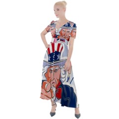 United States Of America Images Independence Day Button Up Short Sleeve Maxi Dress by Ket1n9