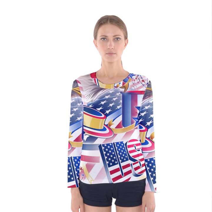 United States Of America Usa  Images Independence Day Women s Long Sleeve T-Shirt