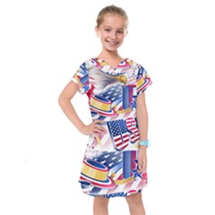 Independence Day United States Of America Kids  Drop Waist Dress by Ket1n9