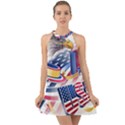 United States Of America Usa  Images Independence Day Halter Tie Back Chiffon Dress View1