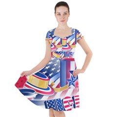 Independence Day United States Of America Cap Sleeve Midi Dress by Ket1n9