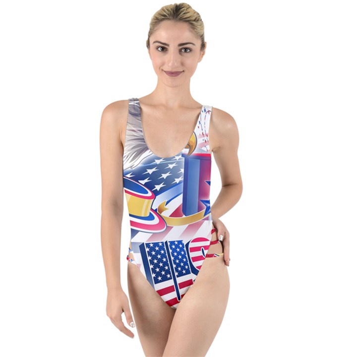 Independence Day United States Of America High Leg Strappy Swimsuit