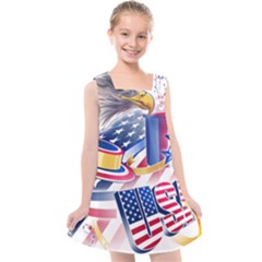 Independence Day United States Of America Kids  Cross Back Dress by Ket1n9