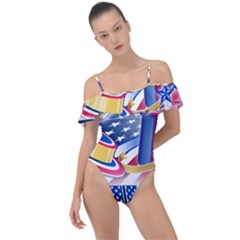 United States Of America Usa  Images Independence Day Frill Detail One Piece Swimsuit by Ket1n9