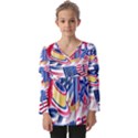 Independence Day United States Of America Kids  V Neck Casual Top View1