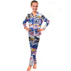 United States Of America Usa  Images Independence Day Kids  Satin Long Sleeve Pajamas Set by Ket1n9