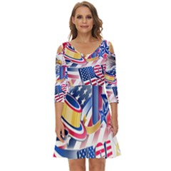 Independence Day United States Of America Shoulder Cut Out Zip Up Dress by Ket1n9