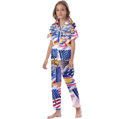 United States Of America Usa  Images Independence Day Kids  Satin Short Sleeve Pajamas Set by Ket1n9