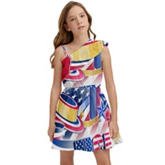 Independence Day United States Of America Kids  One Shoulder Party Dress by Ket1n9