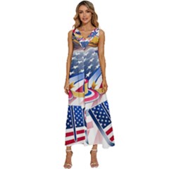 Independence Day United States Of America V-neck Sleeveless Loose Fit Overalls by Ket1n9