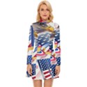 United States Of America Usa  Images Independence Day Long Sleeve Velour Longline Dress View1