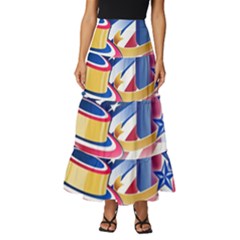 Independence Day United States Of America Tiered Ruffle Maxi Skirt by Ket1n9