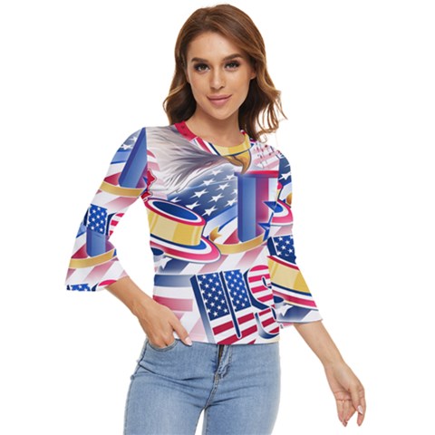 United States Of America Usa  Images Independence Day Bell Sleeve Top by Ket1n9