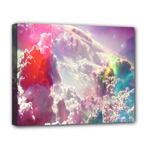 Clouds Multicolor Fantasy Art Skies Deluxe Canvas 20  X 16  (stretched) by Ket1n9