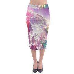 Clouds Multicolor Fantasy Art Skies Midi Pencil Skirt