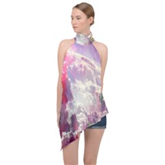 Clouds Multicolor Fantasy Art Skies Halter Asymmetric Satin Top by Ket1n9