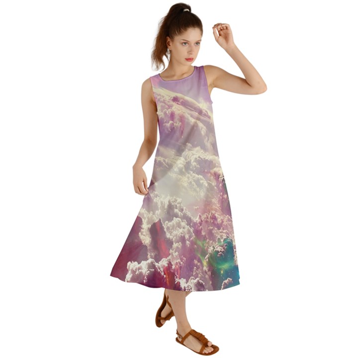 Clouds Multicolor Fantasy Art Skies Summer Maxi Dress