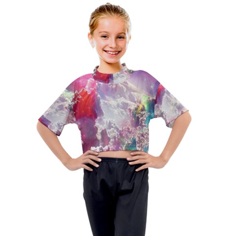 Clouds Multicolor Fantasy Art Skies Kids Mock Neck T-shirt by Ket1n9