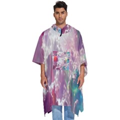 Clouds Multicolor Fantasy Art Skies Men s Hooded Rain Ponchos by Ket1n9