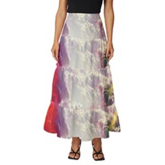 Clouds Multicolor Fantasy Art Skies Tiered Ruffle Maxi Skirt by Ket1n9