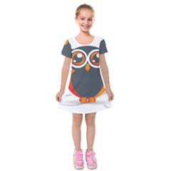 Owl Logo Kids  Short Sleeve Velvet Dress by Ket1n9