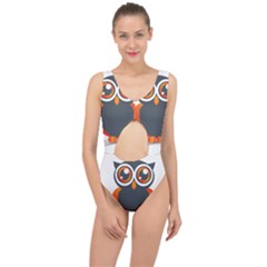 Owl Logo Center Cut Out Swimsuit