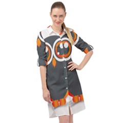 Owl Logo Long Sleeve Mini Shirt Dress by Ket1n9