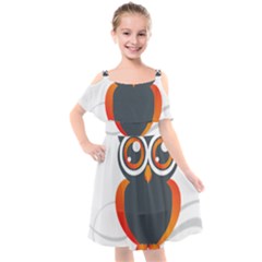 Owl Logo Kids  Cut Out Shoulders Chiffon Dress by Ket1n9