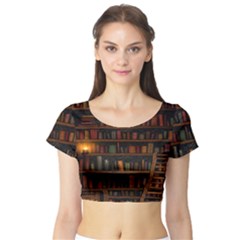 Books Library Short Sleeve Crop Top by Ket1n9