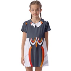 Owl Logo Kids  Asymmetric Collar Dress by Ket1n9