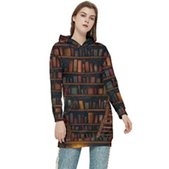 Books Library Women s Long Oversized Pullover Hoodie