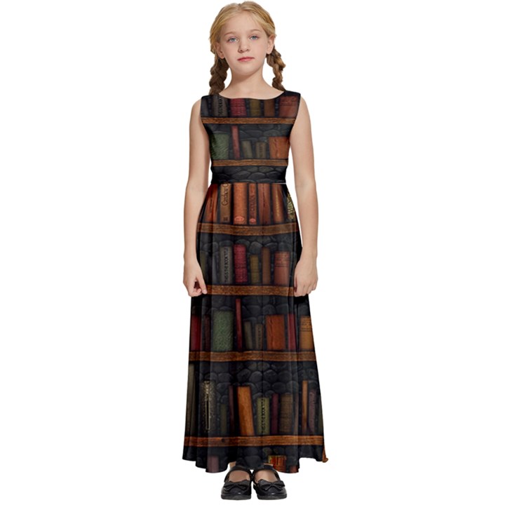 Books Library Kids  Satin Sleeveless Maxi Dress