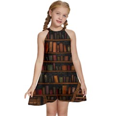 Books Library Kids  Halter Collar Waist Tie Chiffon Dress by Ket1n9