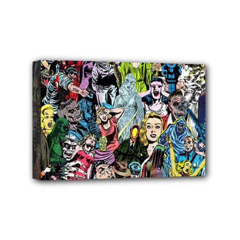 Vintage Horror Collage Pattern Mini Canvas 6  X 4  (stretched) by Ket1n9