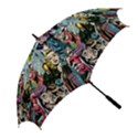 Vintage Horror Collage Pattern Golf Umbrellas View2