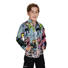 Vintage Horror Collage Pattern Kids  Windbreaker