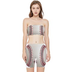 Baseball Stretch Shorts And Tube Top Set by Ket1n9