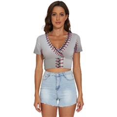 Baseball V-neck Crop Top by Ket1n9